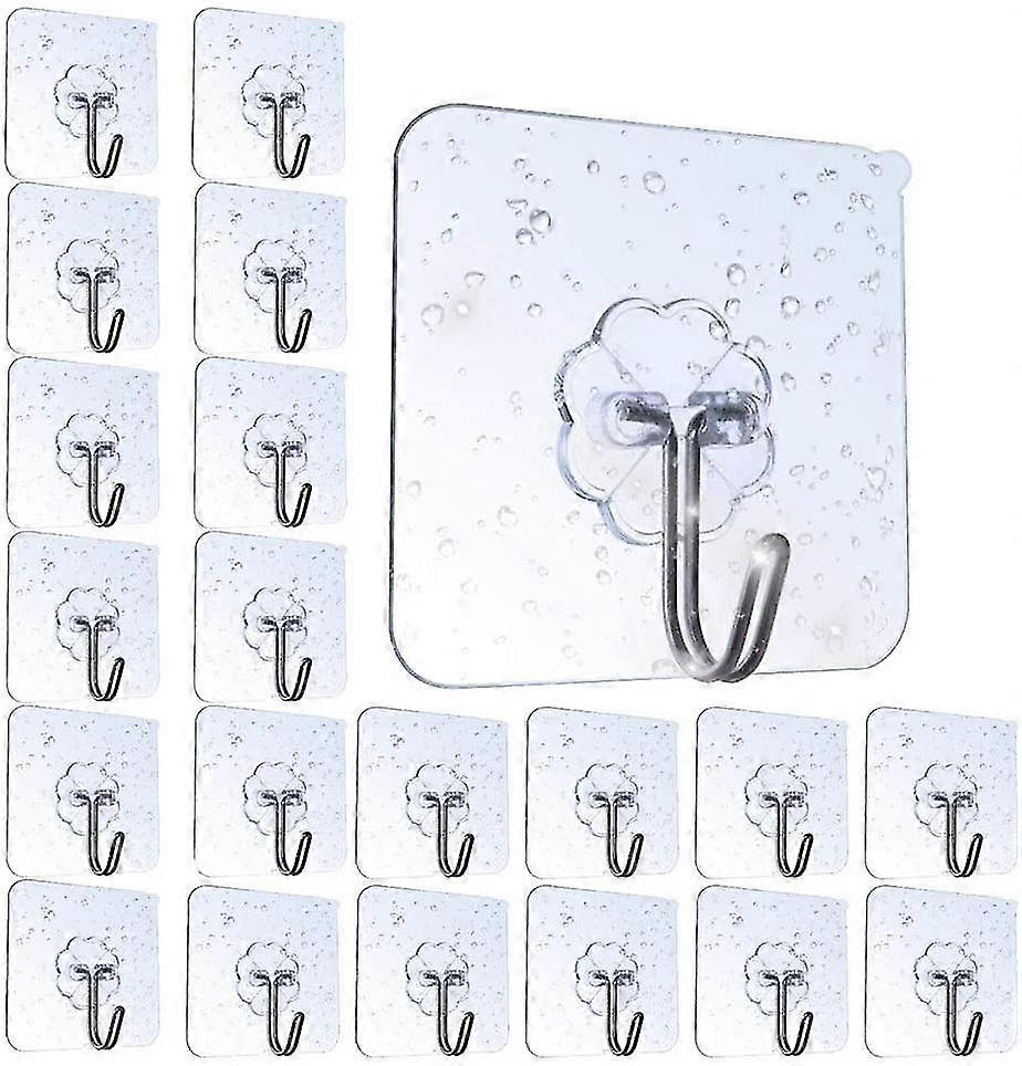 粘着フック、防水自己粘着フックホームキッチンバスルーム用ヘビーデューティウォールフック(20パック)