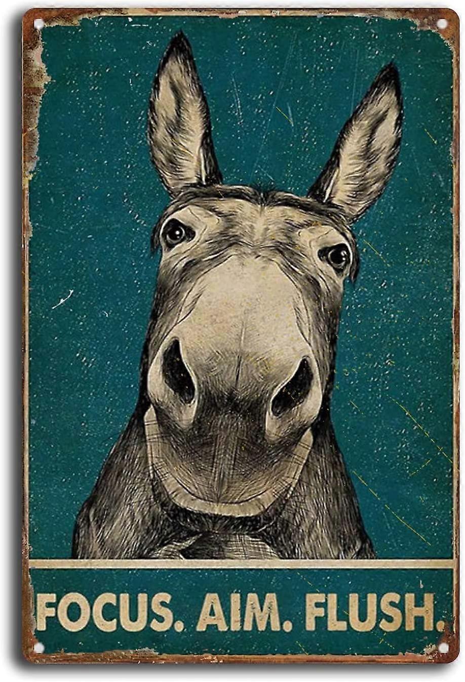 القصدير تسجيل حمار التركيز الهدف فلوش الحمام مرحاض الجدار معدن القصدير تسجيل رجل الكهف بار الديكور 8x12inch