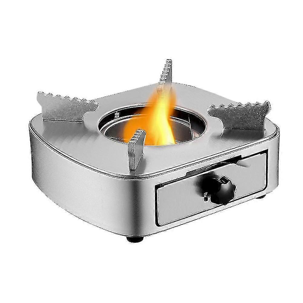 Silver Mini Alcohol Stove Burner Stainless Steel Adjustable Firepower Windproof