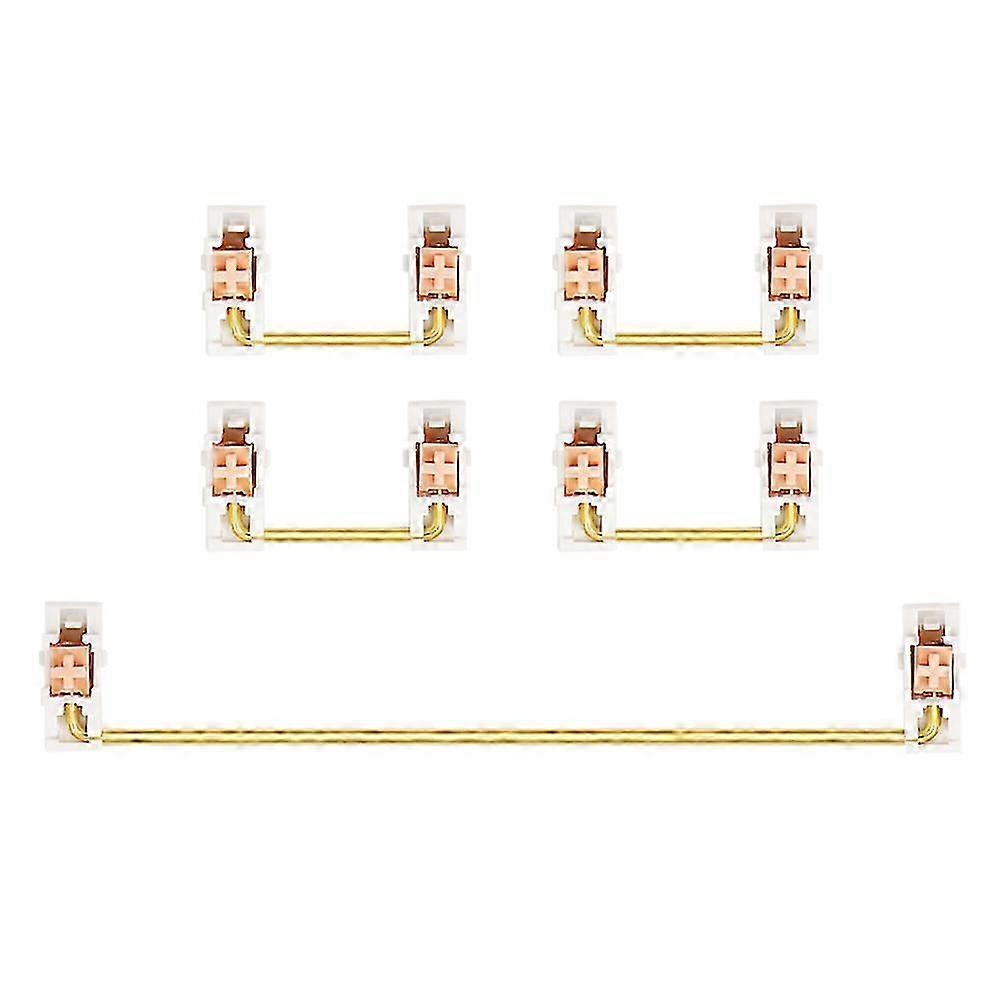 Gold Plated Plate Mounted Stabilizer For Custom Mechanical Keyboard 2u 6.25u (1+4, White Pink)