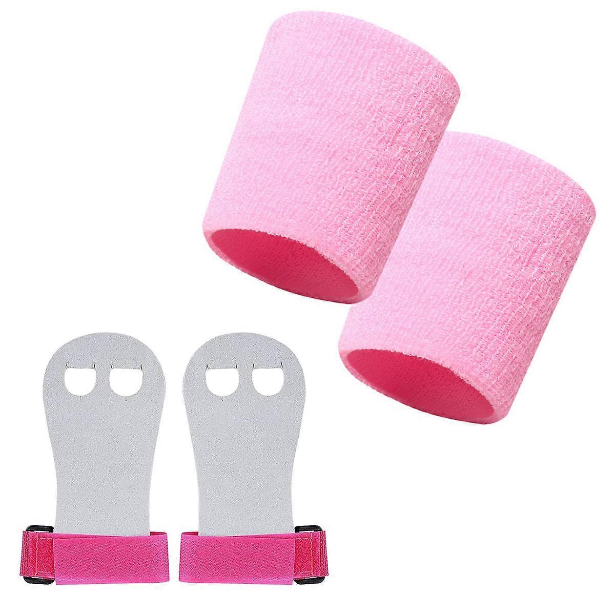 Gymnastics gloves+2pcs wristbands-pink