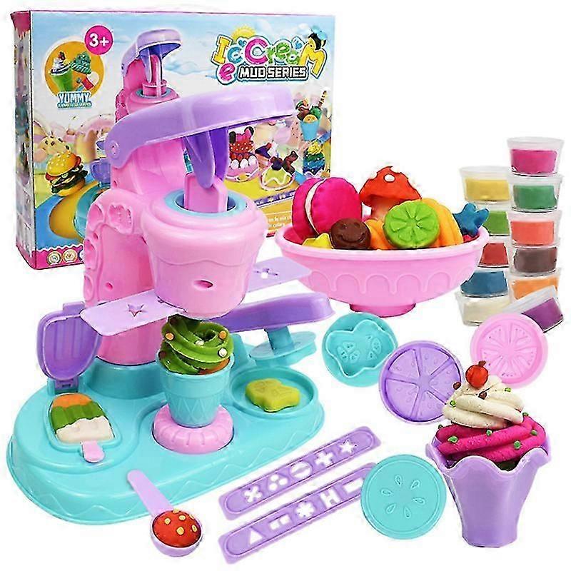 Children's DIY ice cream machine set, children's toys magic ice cream scoop 3d clay color crystal slime