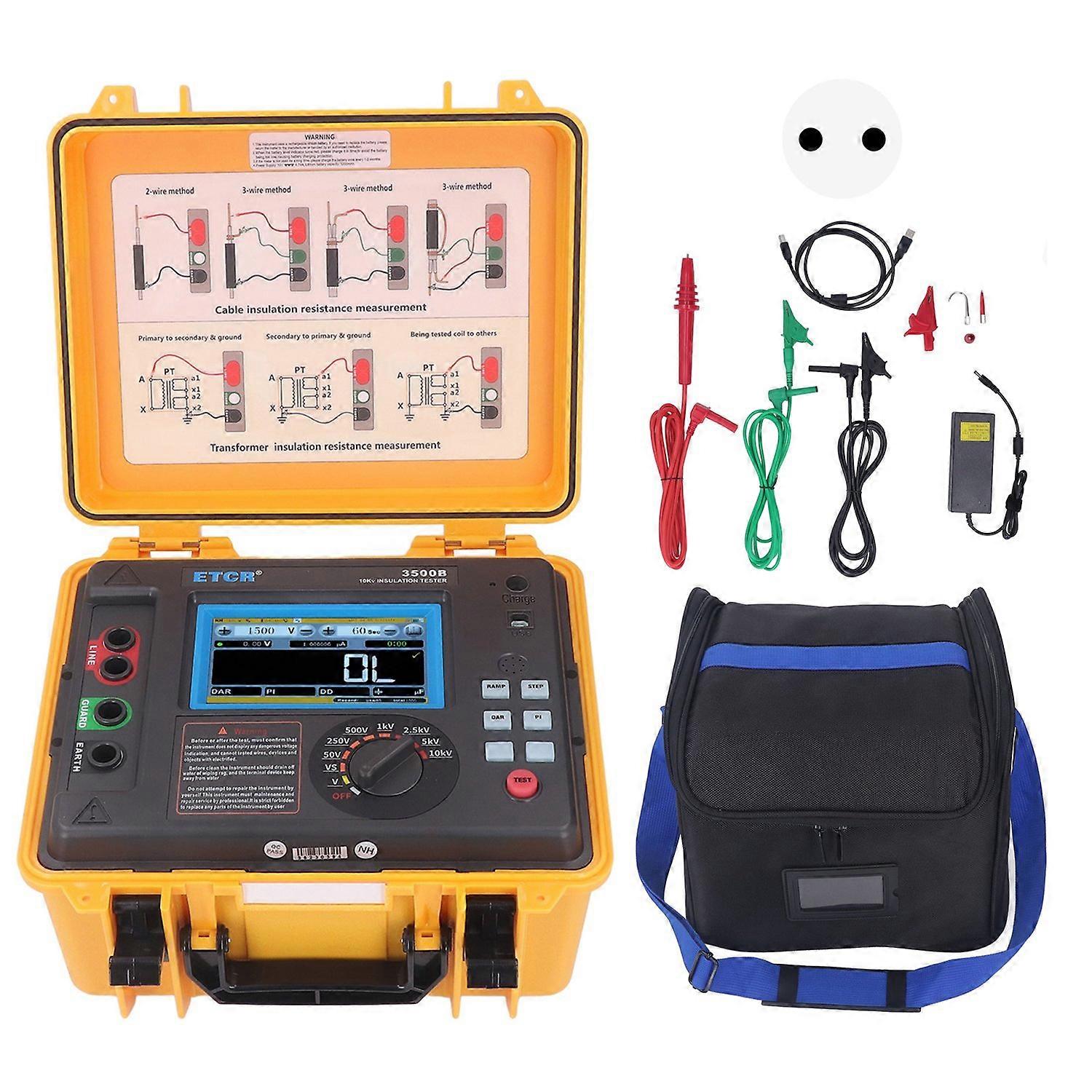 Insulation Resistance Tester High Voltage Resistance Megohmmeter with Waterproof Box ETCR3500B AC100