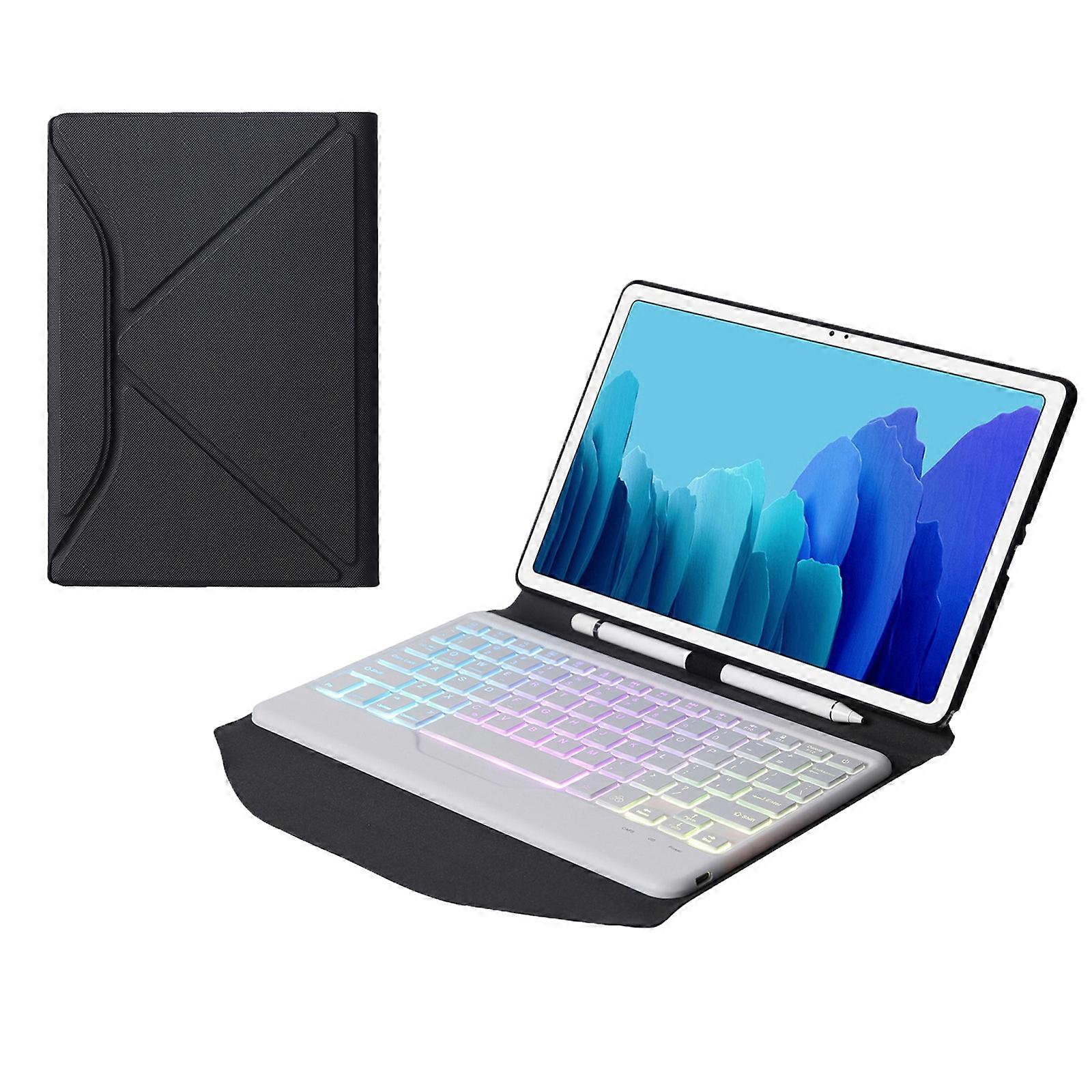 B500S Diamond Texture Triangle Back Holder Splittable Bluetooth Keyboard Leather Tablet Case with Backlight for Samsung Galaxy Tab A7 10.4 2020