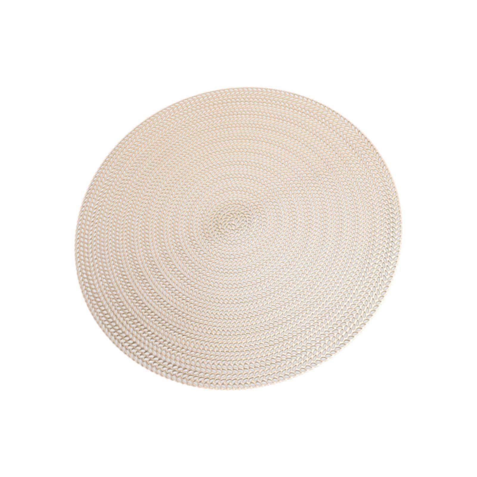 Round Woven Placemat PVC Table Mat for Dining Table Countertop Table Setting Golden