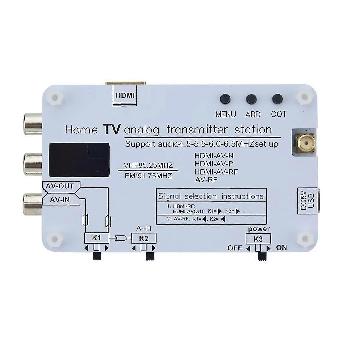 For White Analog TV Signal Transmitter Home Analog TV Transmitter with OLED Display Supports Global