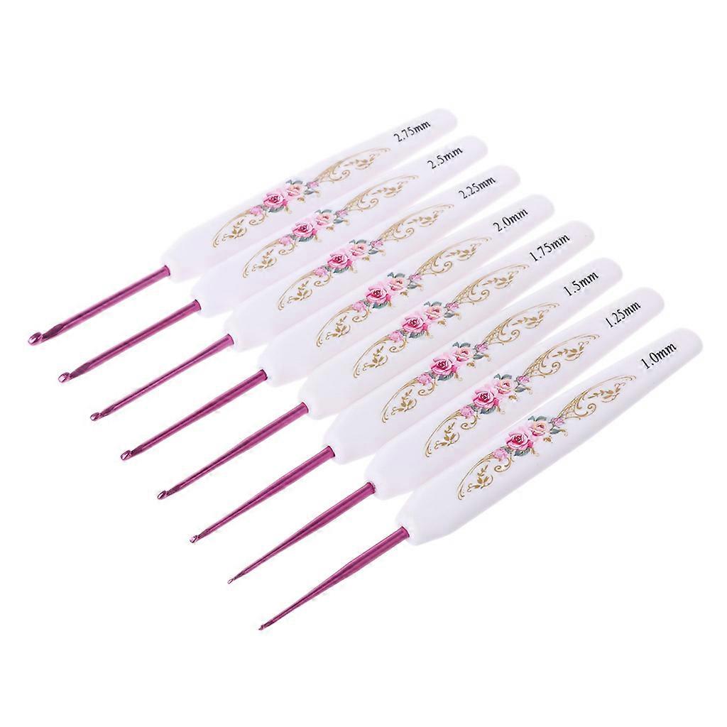 8 قطع مقبض بلاستيكي أزهار الألومنيوم الكروشيه السنانير الحياكة إبرة مجموعة النسيج S