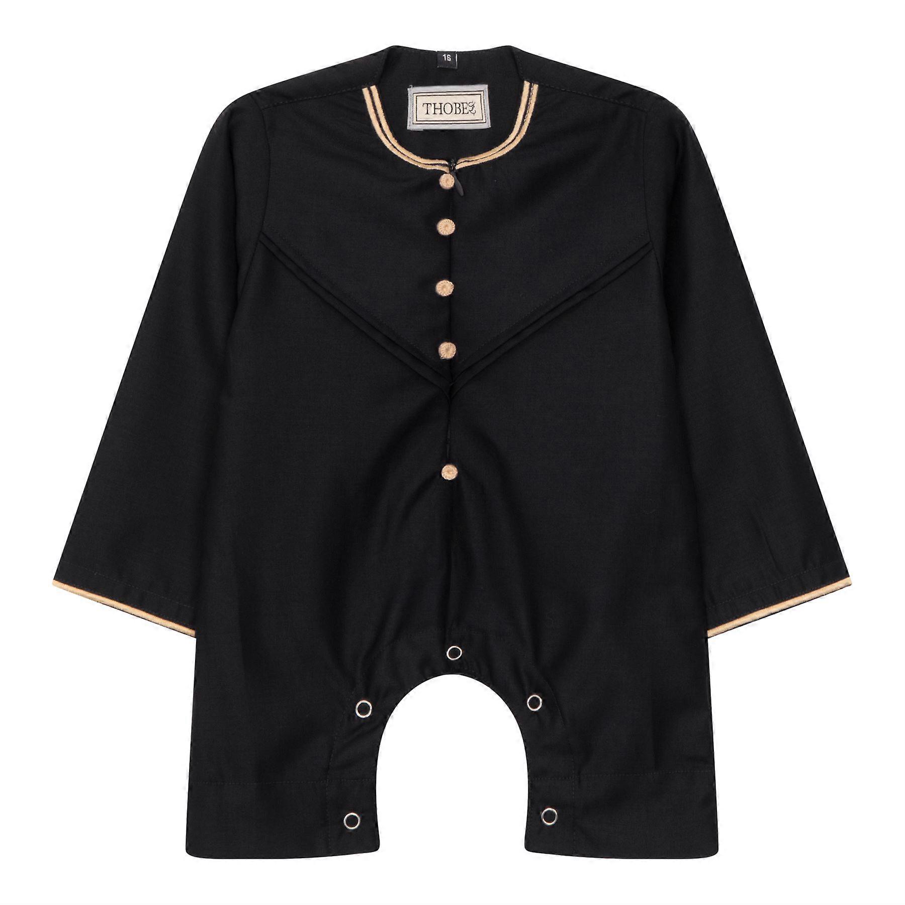 Baby Boys Omani Eid Black Thobe Saudi Emirati Jubba Robe Romper