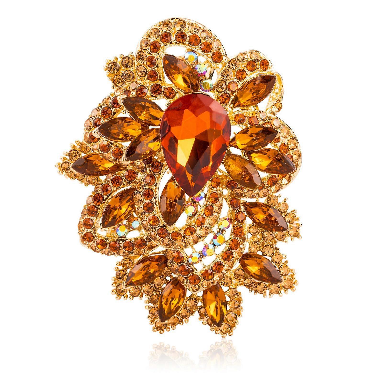 Austrian Crystal Teardrop Gold-Tone Vintage Brooch