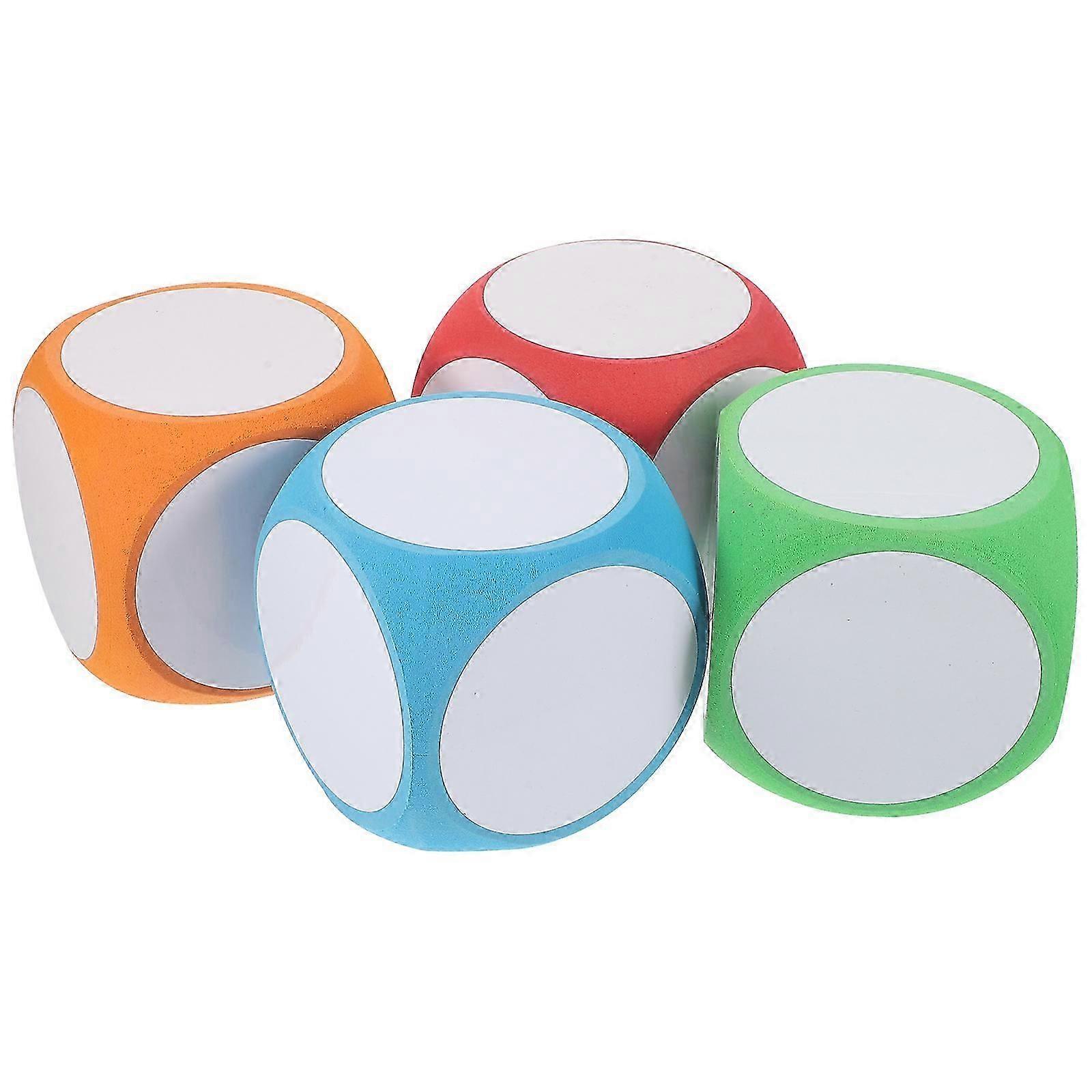 4Pcs DIY Rounded Foams Dice Draw Freely Blank Dice Erasable Dice Educational Toy