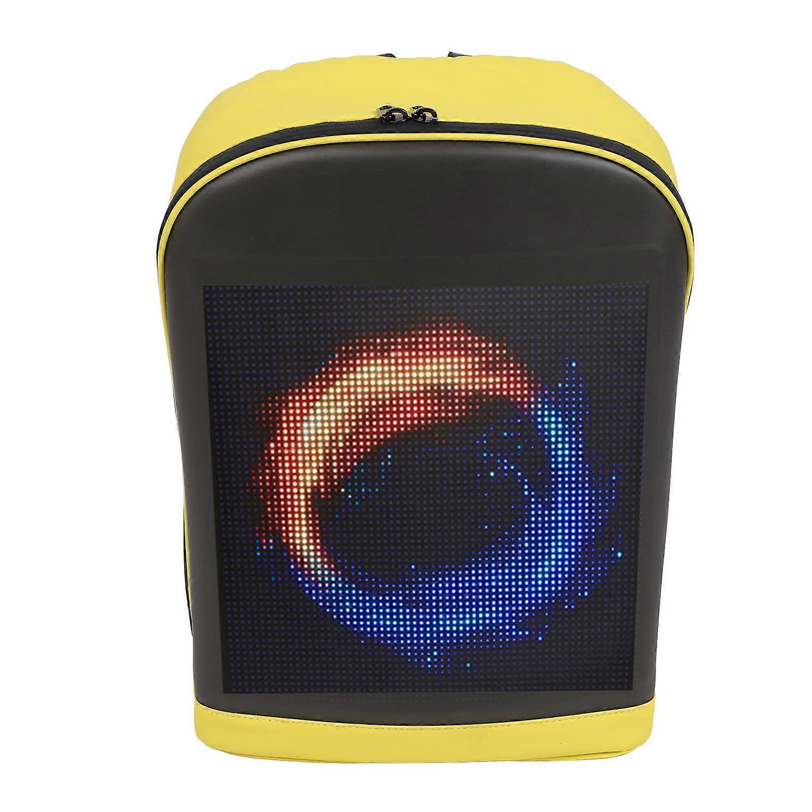 16in LED Backpack with 64x64 Px Color Display Screen, Portable Photo Icons, USB Port for Motorcycle, Customizable Animation