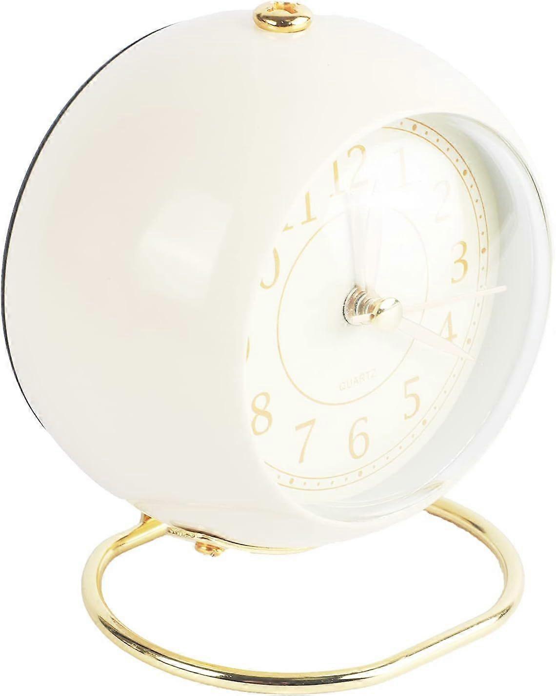Analog Alarm Clock Silent, No Ticking, Metal, Battery Operated, Simple And Vintage