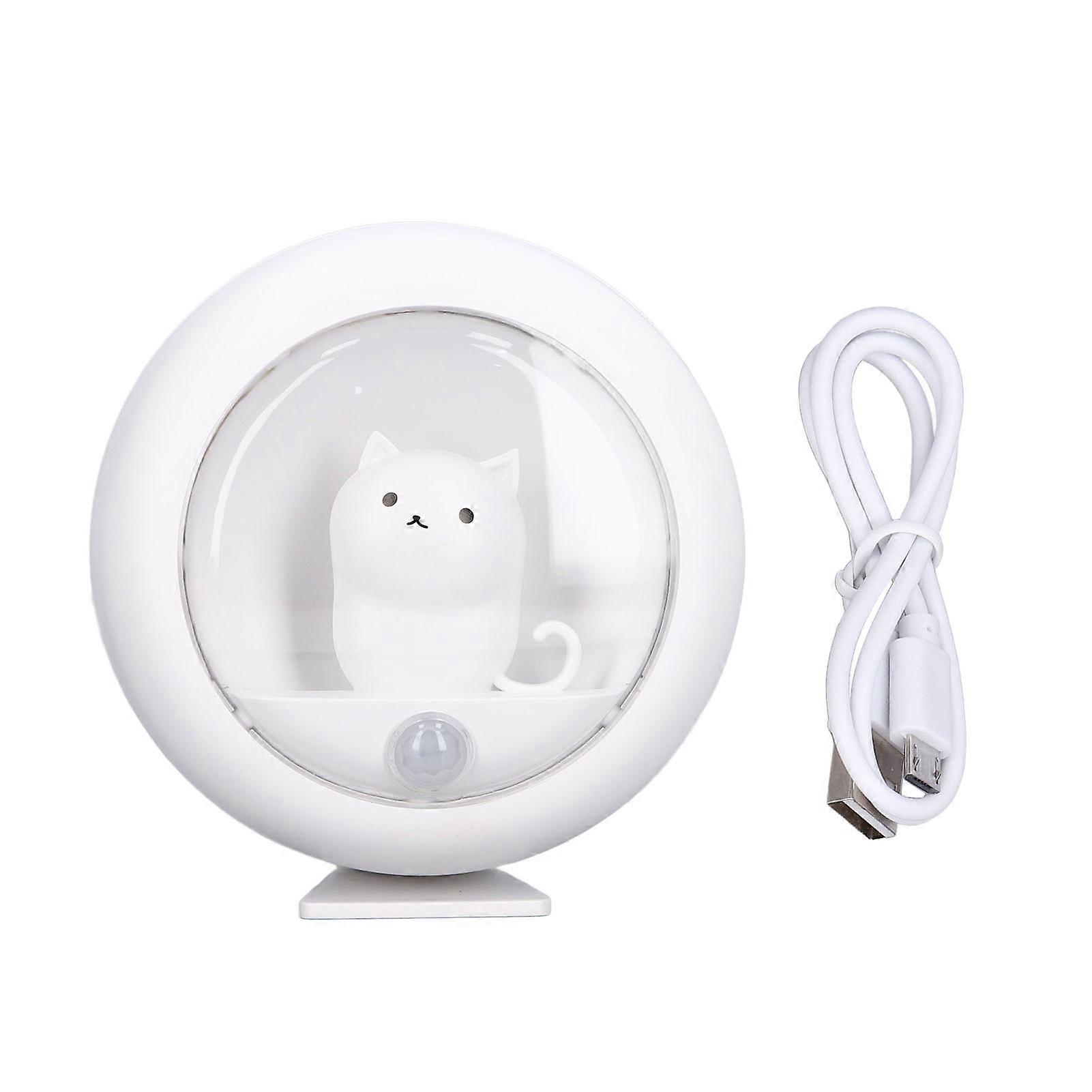 LED Motion Sensor Night Light Cat-Shaped USB Charging for Wardrobe and Bedroom
