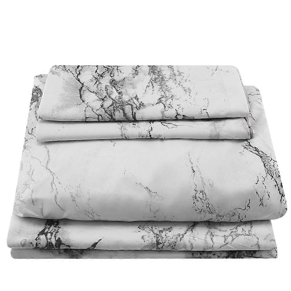 Stone Patern Bed Mattress Fabric Sheet Set of Four for Students Twin 1