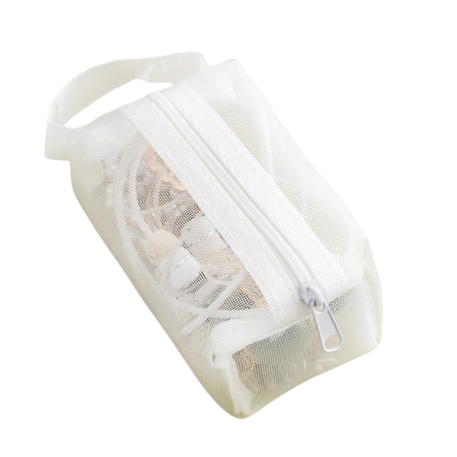 Large Capacity Designs Sturdy Mesh Organizers Pouch Clear Designs Portable Accessory for Easy Storage of Small Items White