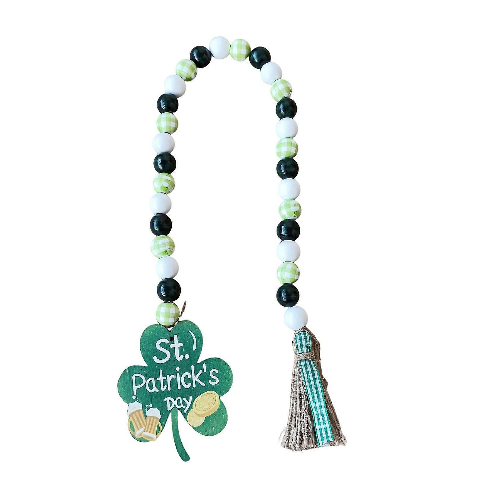StPatrick’s Wooden Bead String with Tassels Decorative Crafts Party for Festival StPatricks Party Decorations Props