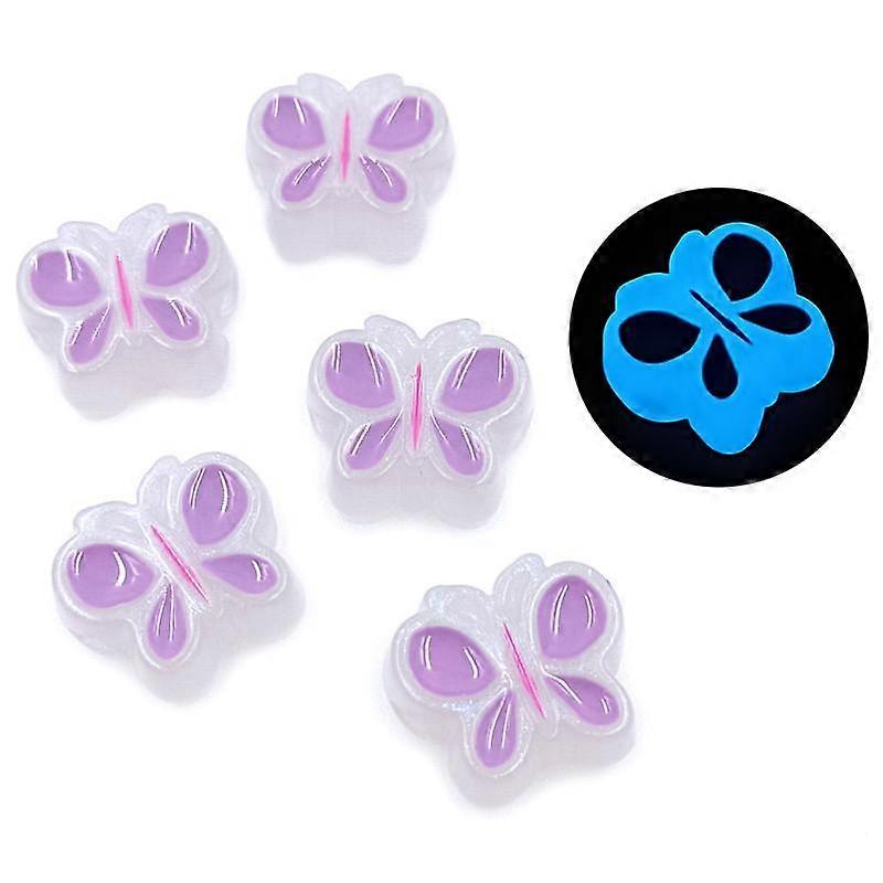 5Pcs Charms Butterfly Luminous Loose Beads DIY Handmade Material for Bracelet Earrings Making