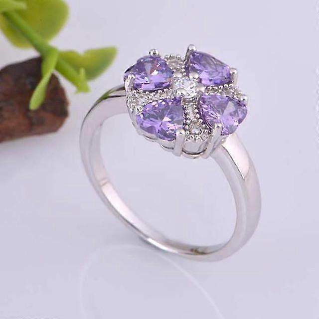 Inel de ametist Cellacity 5*5mm pentru femei, cu farmece, din argint 925, bijuterii, inele pentru femei în formă de inimă, piatră prețioasă violetă, zirconiu AAA, nuntă