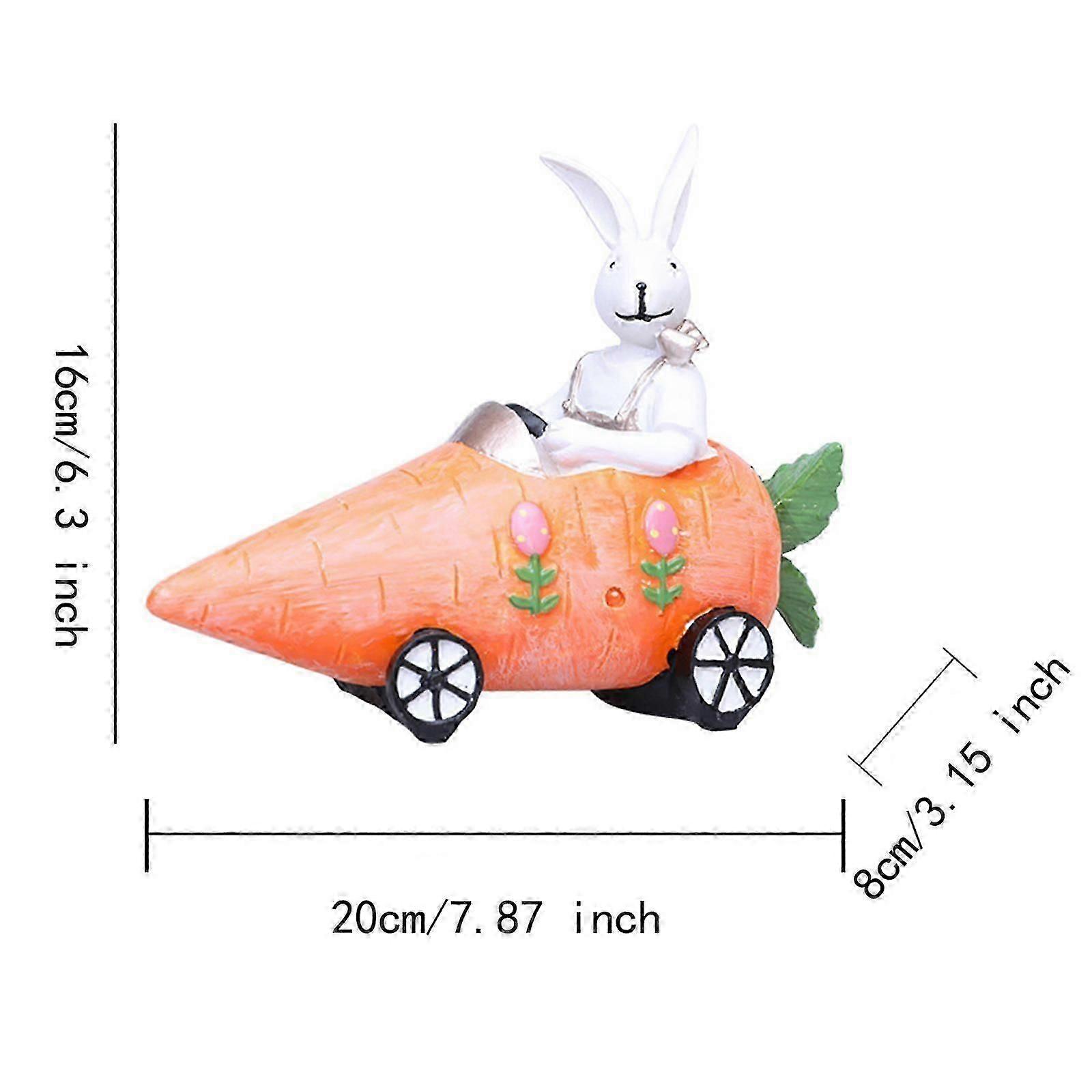Easter Bunny Decoration Bunny Figurine Desk Table Decor Resin Tabletop Decor White Radish
