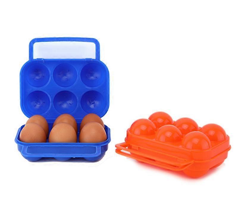 Egg holder, 6 - egg capacity, colorful plastic egg containers with handle for easy carrying and storage