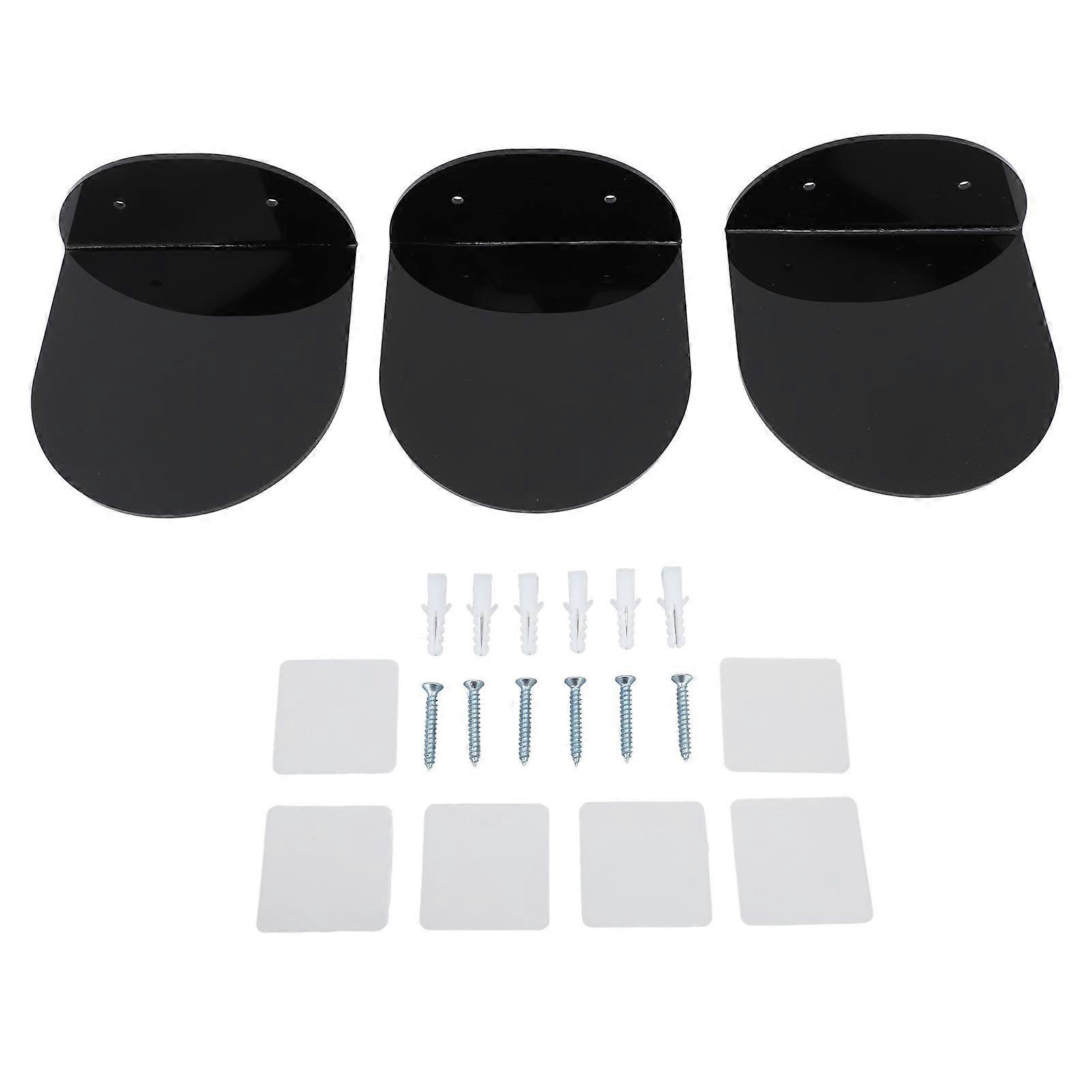 3pcs Wall Speaker Floating Shelves Acrylic Waterproof Wall Mounted Display Stand for Baby Camera Small Alarm Clock Black
