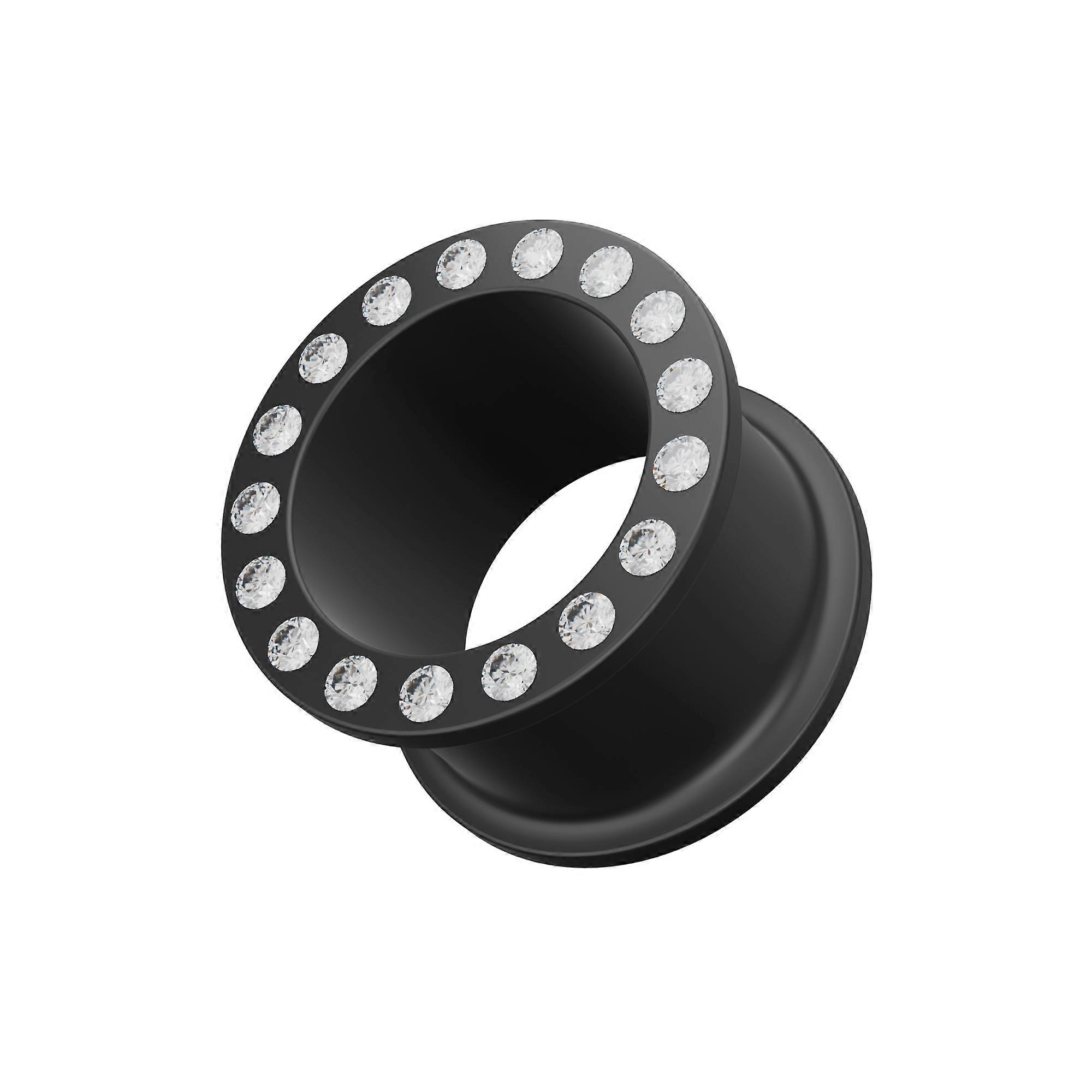 Multi Jewelled Black Silicone Ear Tunnel