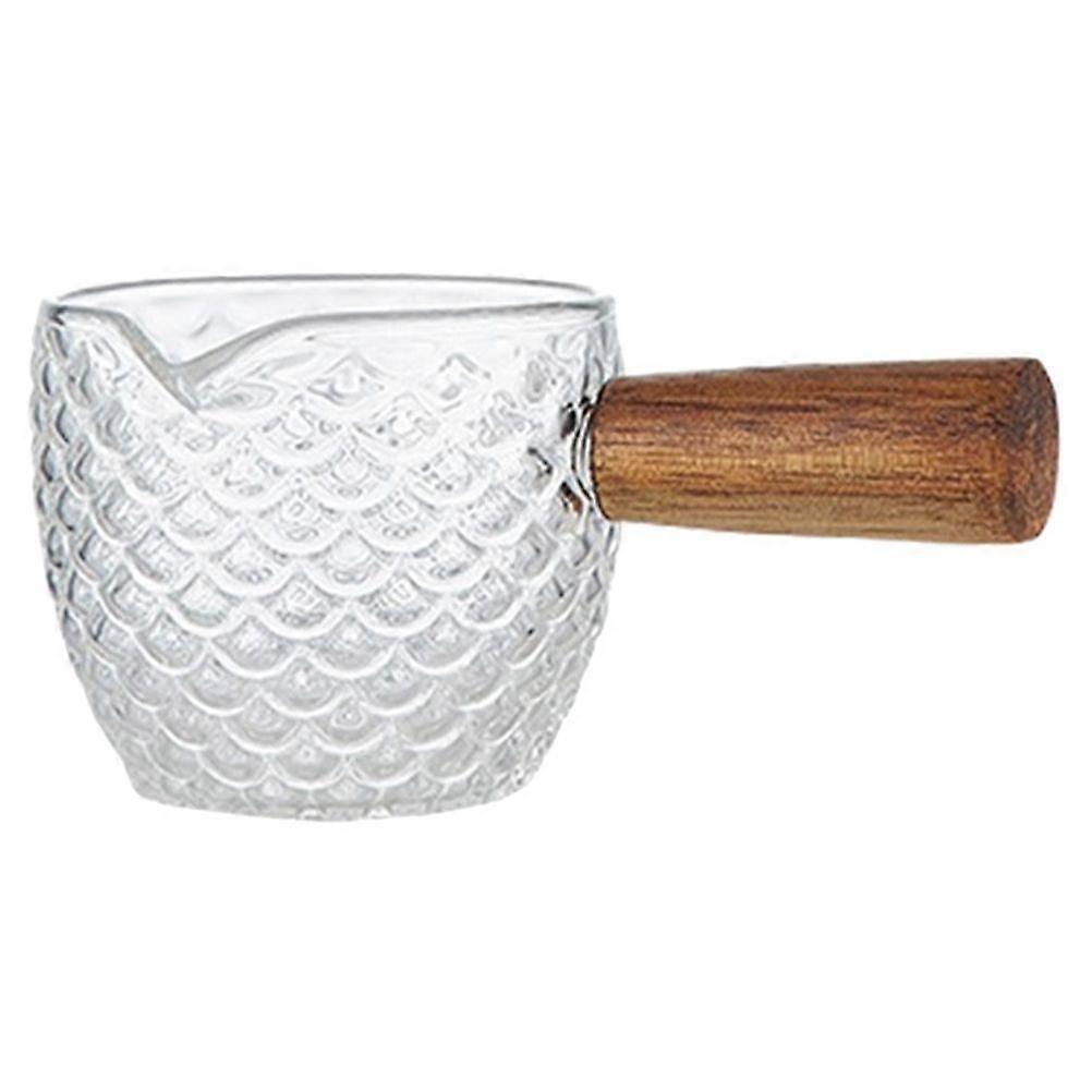 Pichet à lait en verre Poignée en bois Pichet à crème Récipient à lait à café Pichet crémier en verre