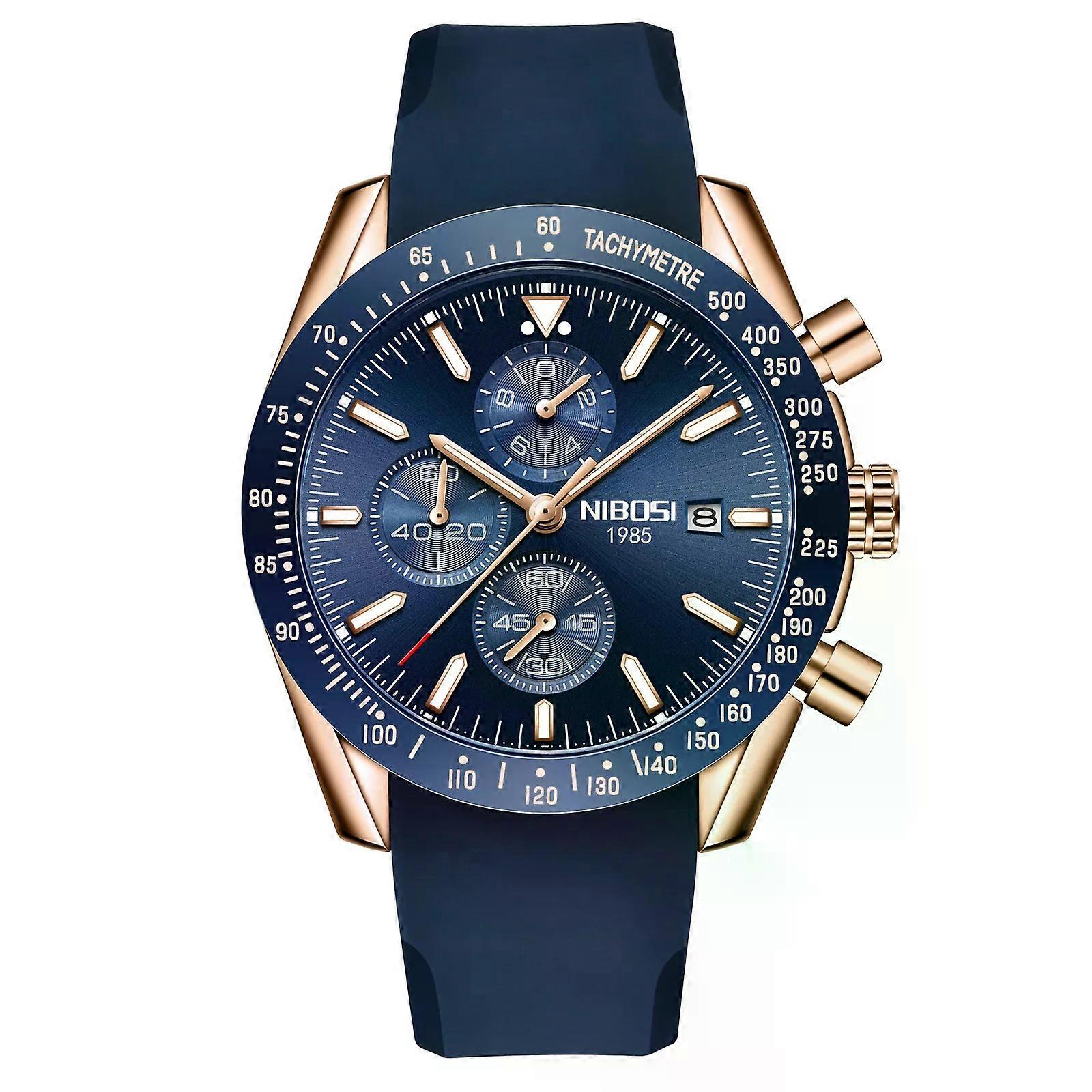 NIBOSI Minimalist Analog Watch - Slim Black Dial with Calendar Function