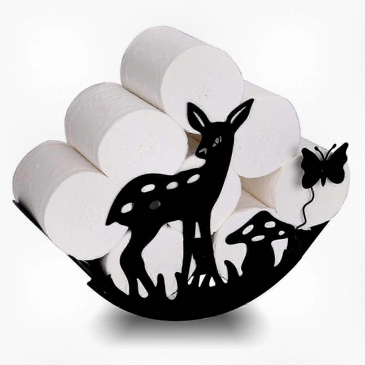 Funny Deer-Shaped Metal Toilet Paper Holder for Bathroom or Kitchen Storage, Holds 7 Rolls