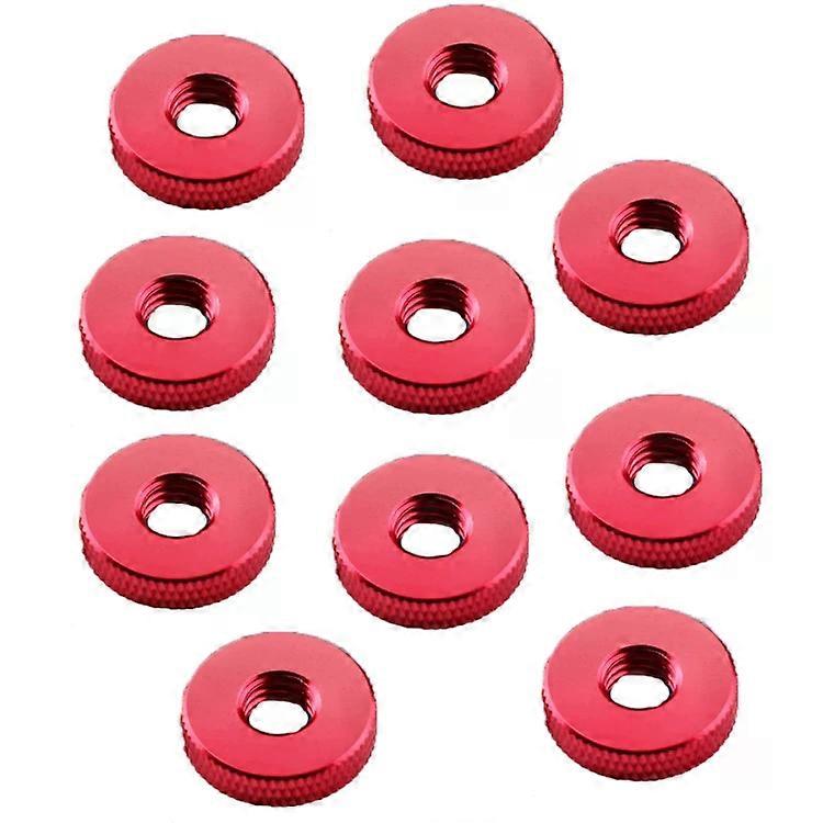 Knurled Aluminum Alloy Hand Tight Nut Set-10 PCS M5-D16*4 Red