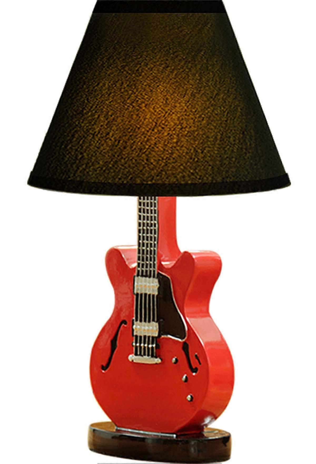 Modern Creative Cartoon Red Guitar Desk Lamp with Dimming Function for Bedroom and Bedside Use
