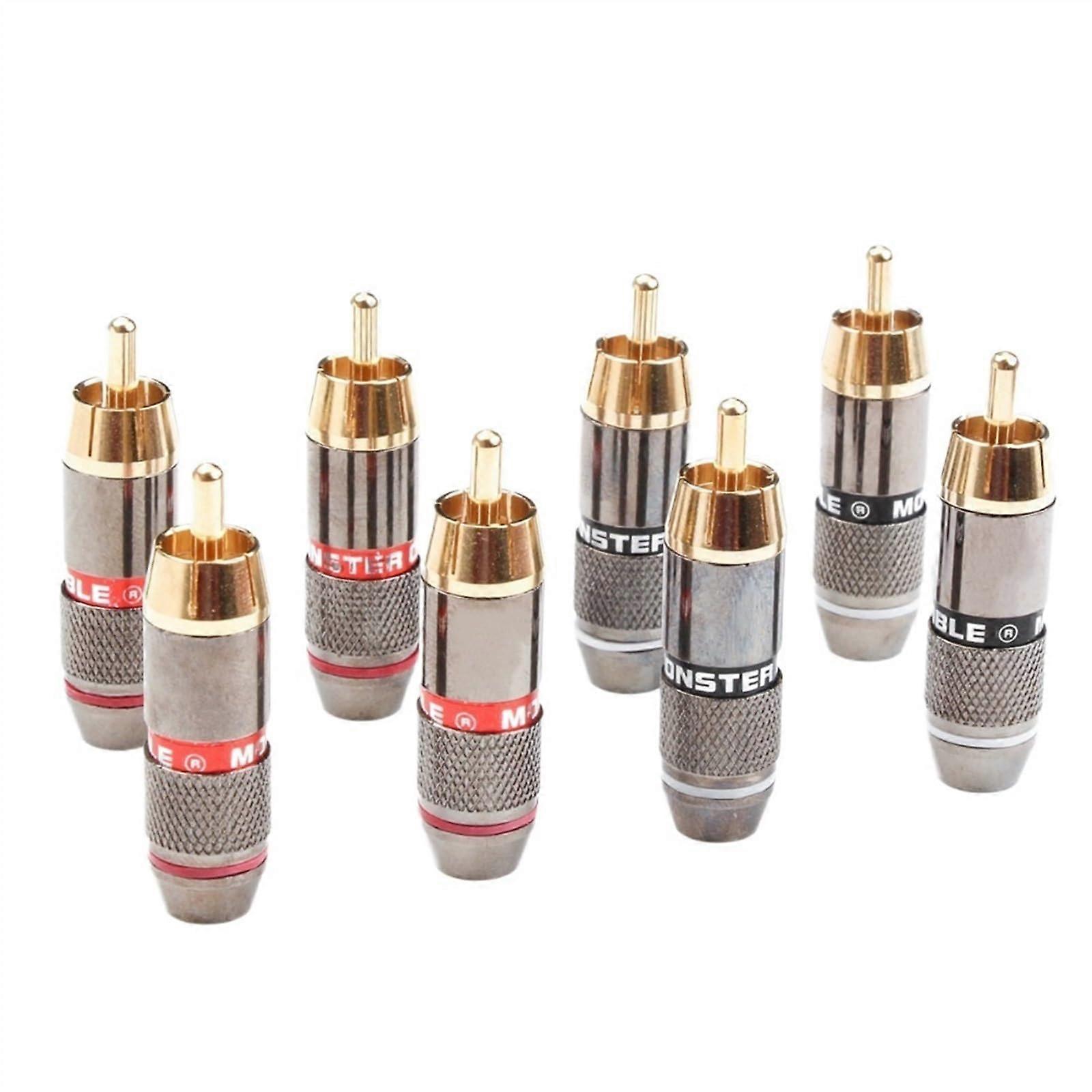 12X Gold Plated Copper Banana Plug Connectors, Self-Locking Lotus Audio Adapters for Speaker Wire, 24K Plated