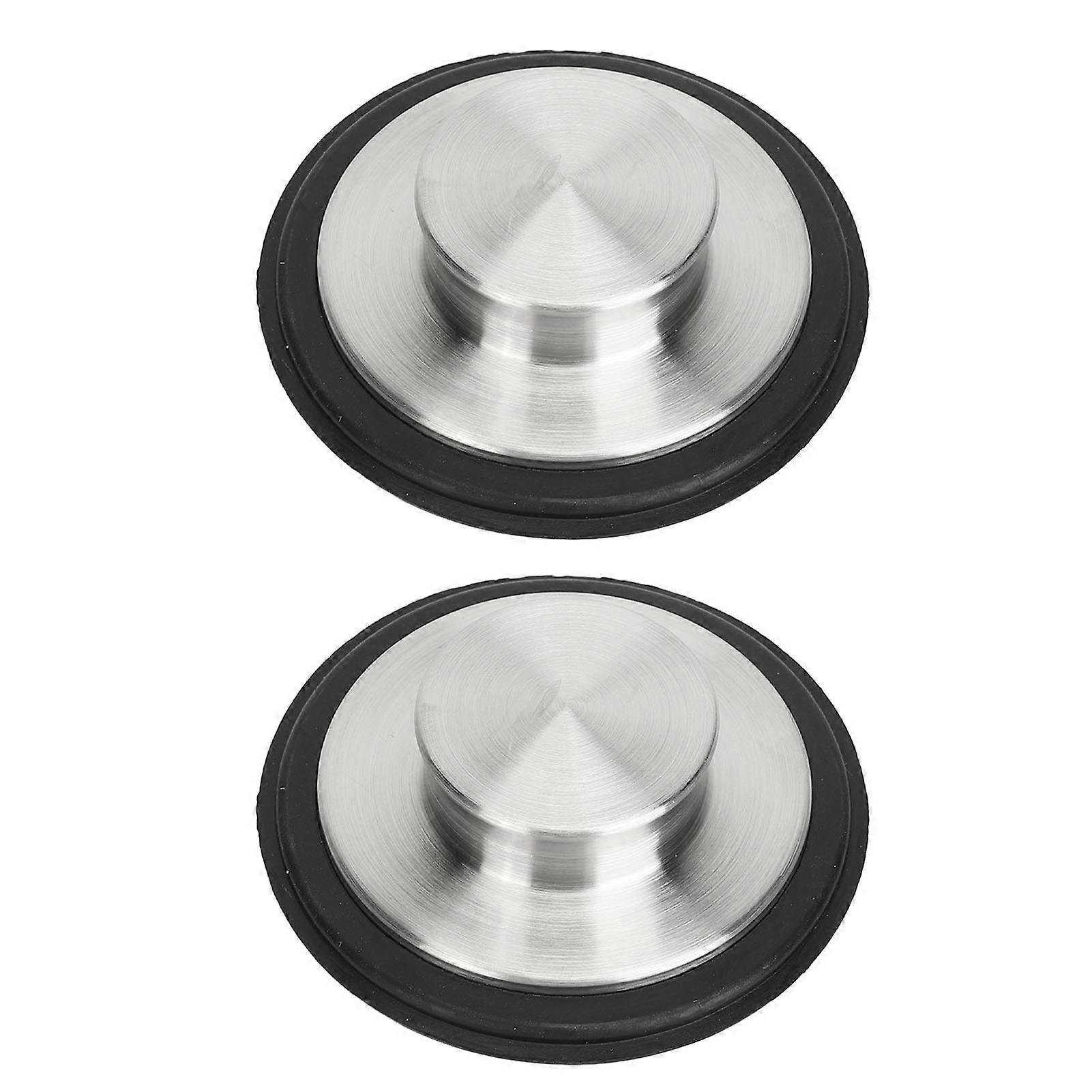 Set of 2 8cm stainless steel sink stoppers to prevent food residue, ideal for beauty salons and kitchens.