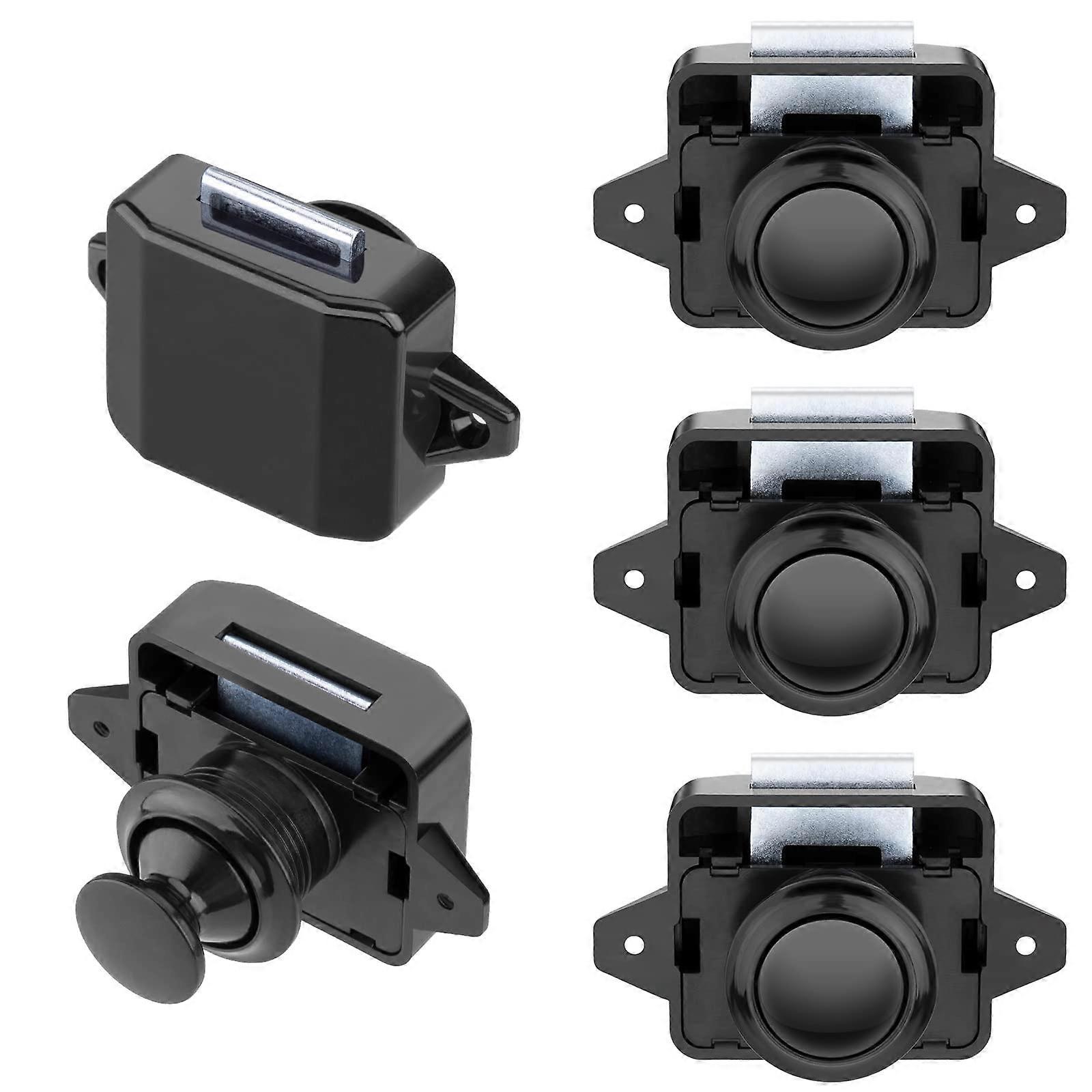 Package Pressure Buttoned Latch Keyless Cabinet Locks for RVs, Caravans, Yachts - Zinc Alloy, Black Finish