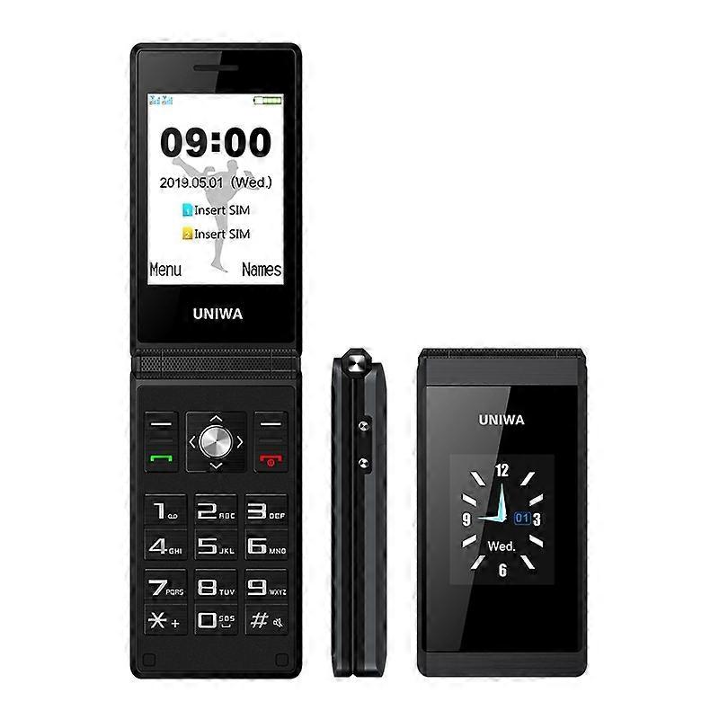 UNIWA X28 Twin-screen Flip Phone, 2,8 pouces + 1,77 pouce, MT6261D, Prise en charge Bluetooth, FM, SOS, GSM, Dual SIM