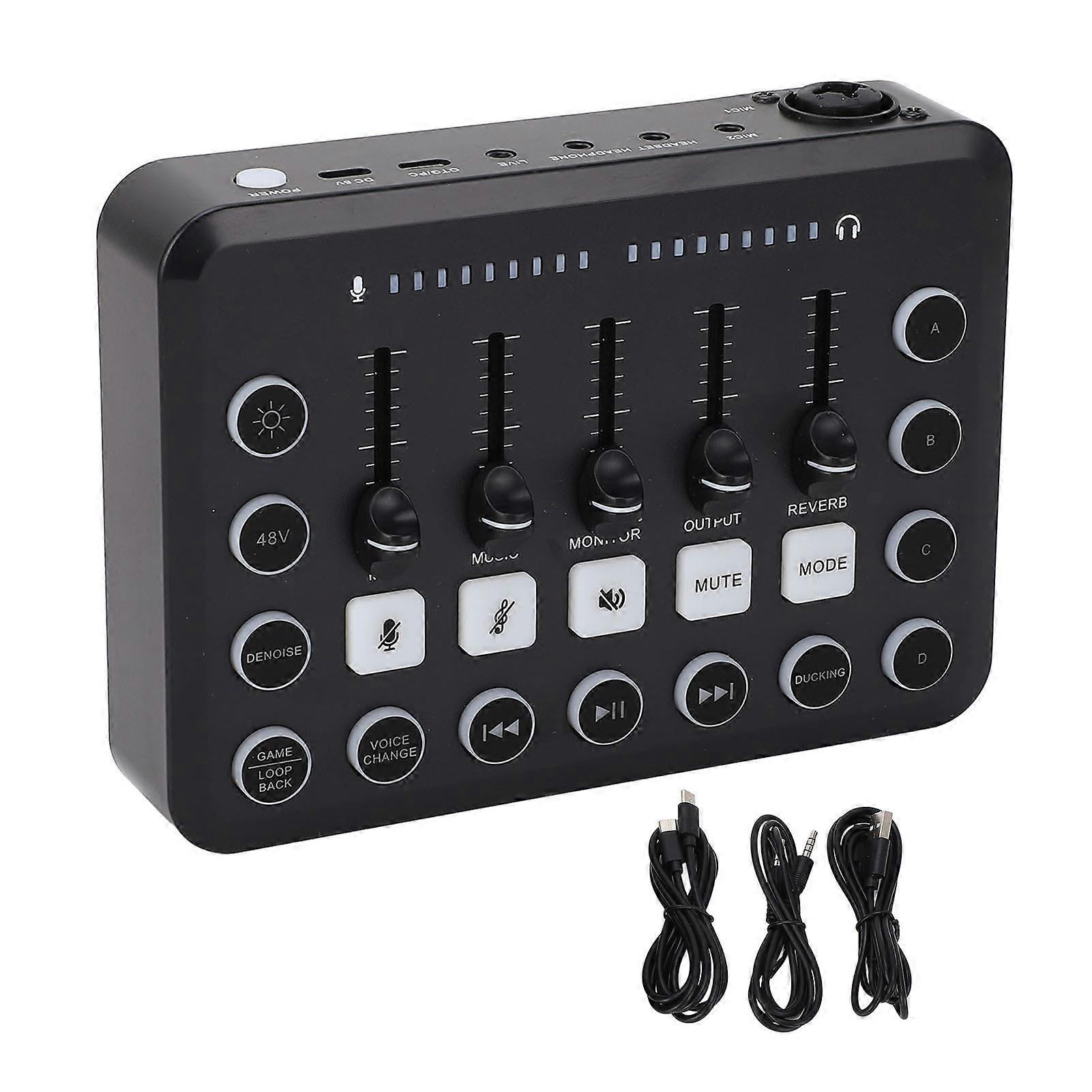 2 Channel 4 Voice Change Modes 4 Custom Sound Effects Rechargeable RGB PC Mixer for Gaming Live Streaming