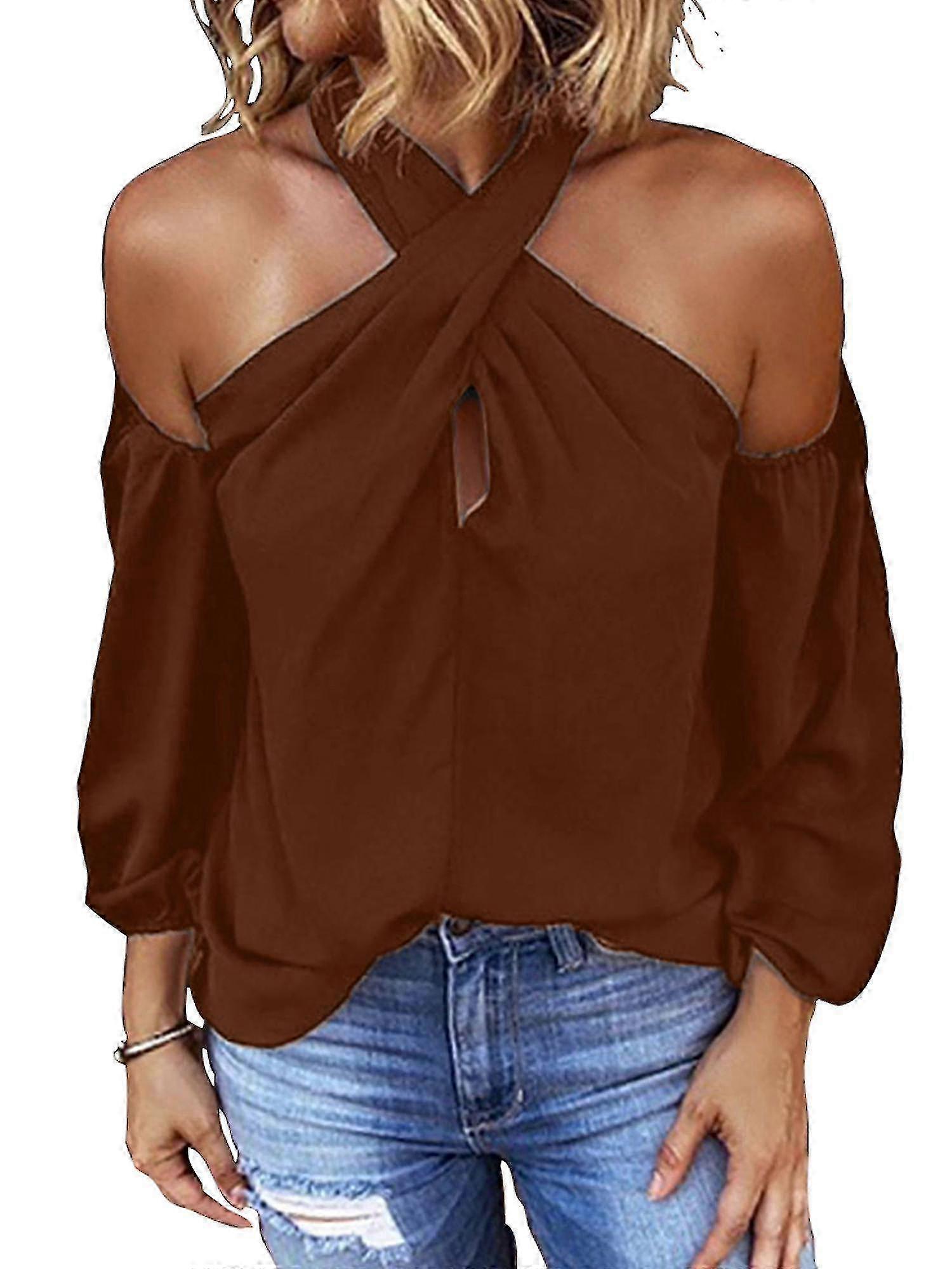 T-shirt décontracté femme - dos nu épaule dénudée coupe décontractée