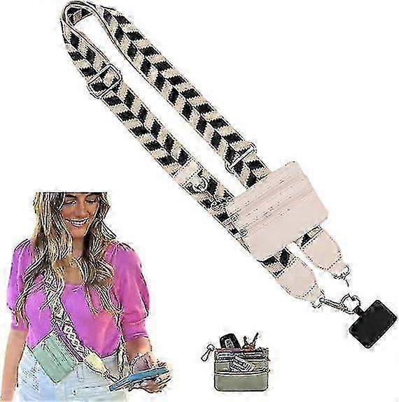 Phone Strap with Zippered Pouch, Clip and Go Strap for Phone, Cross Body Phone String with Zipper Wallet Pouch