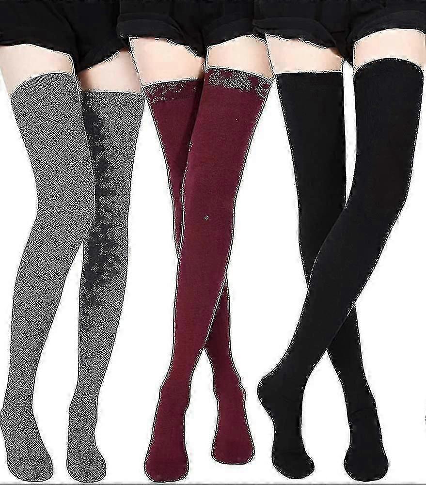 3pairs Extra Long Socks Thigh High Cotton Socks