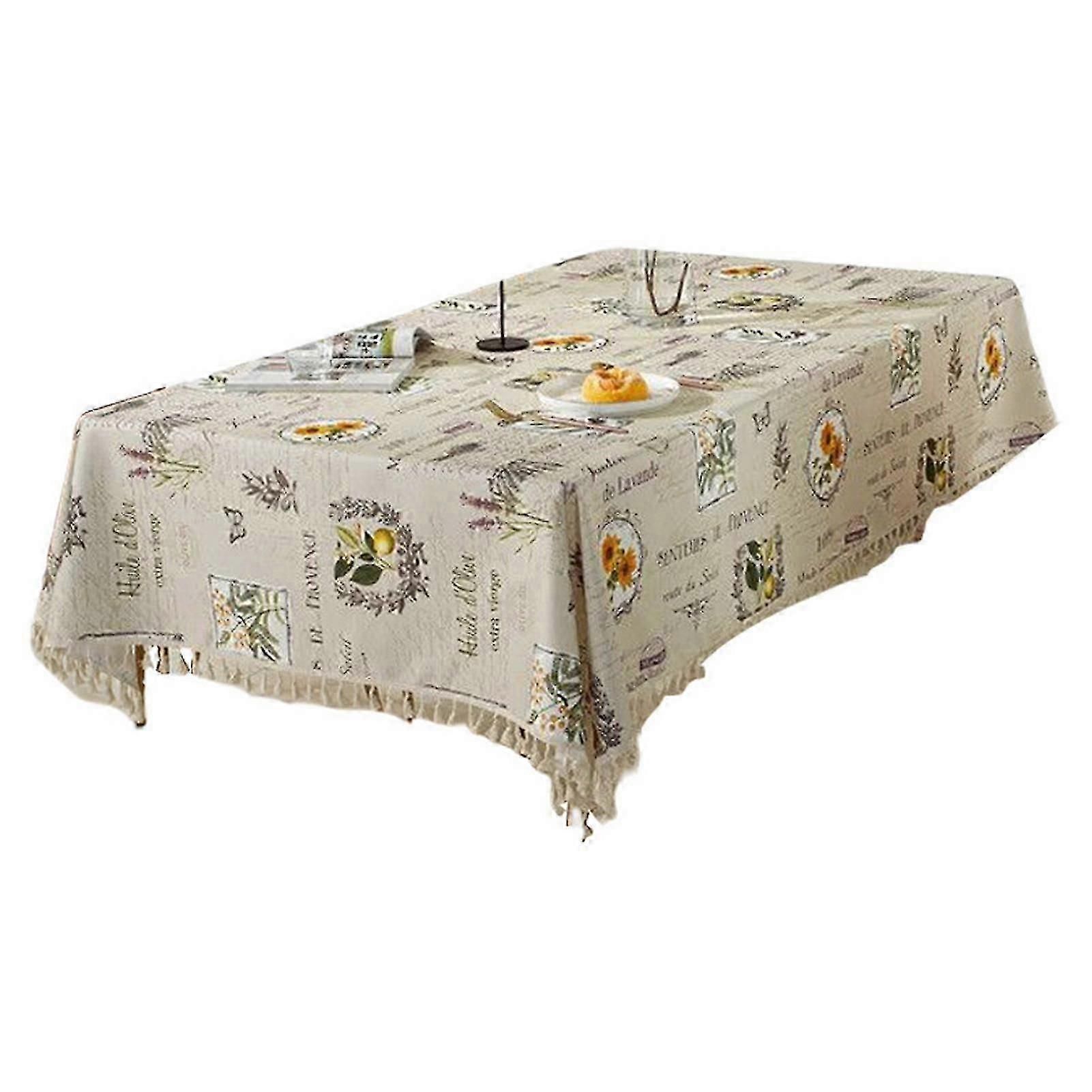 Table Cloth Letter Printing Waterproof Oilproof Retro Impression Pattern Dining Table Cover Decoration Kitchen Gadget Kaesi