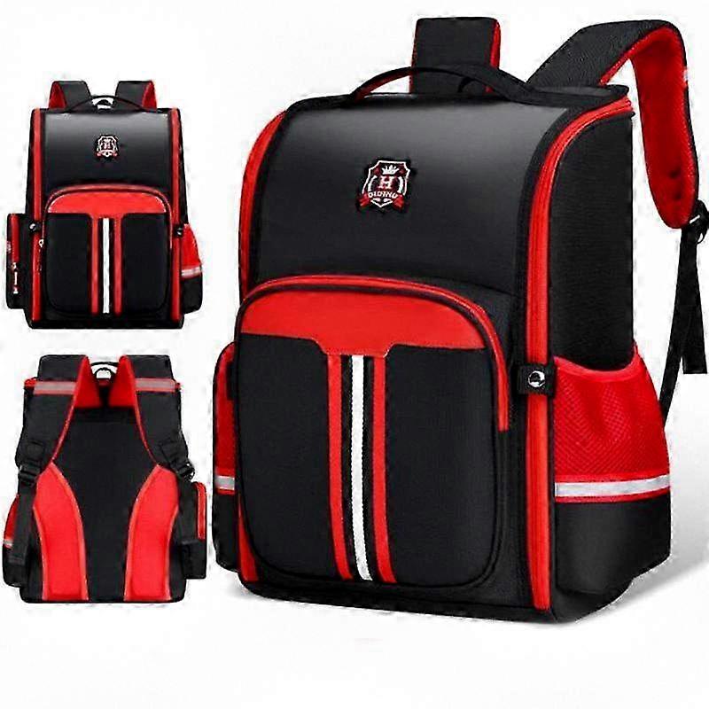MIMOGO Kids School Backpack for Grades 1-6, Space Themed British Design, Durable Nylon Waterproof Zipper Bag with Comfortable Straps