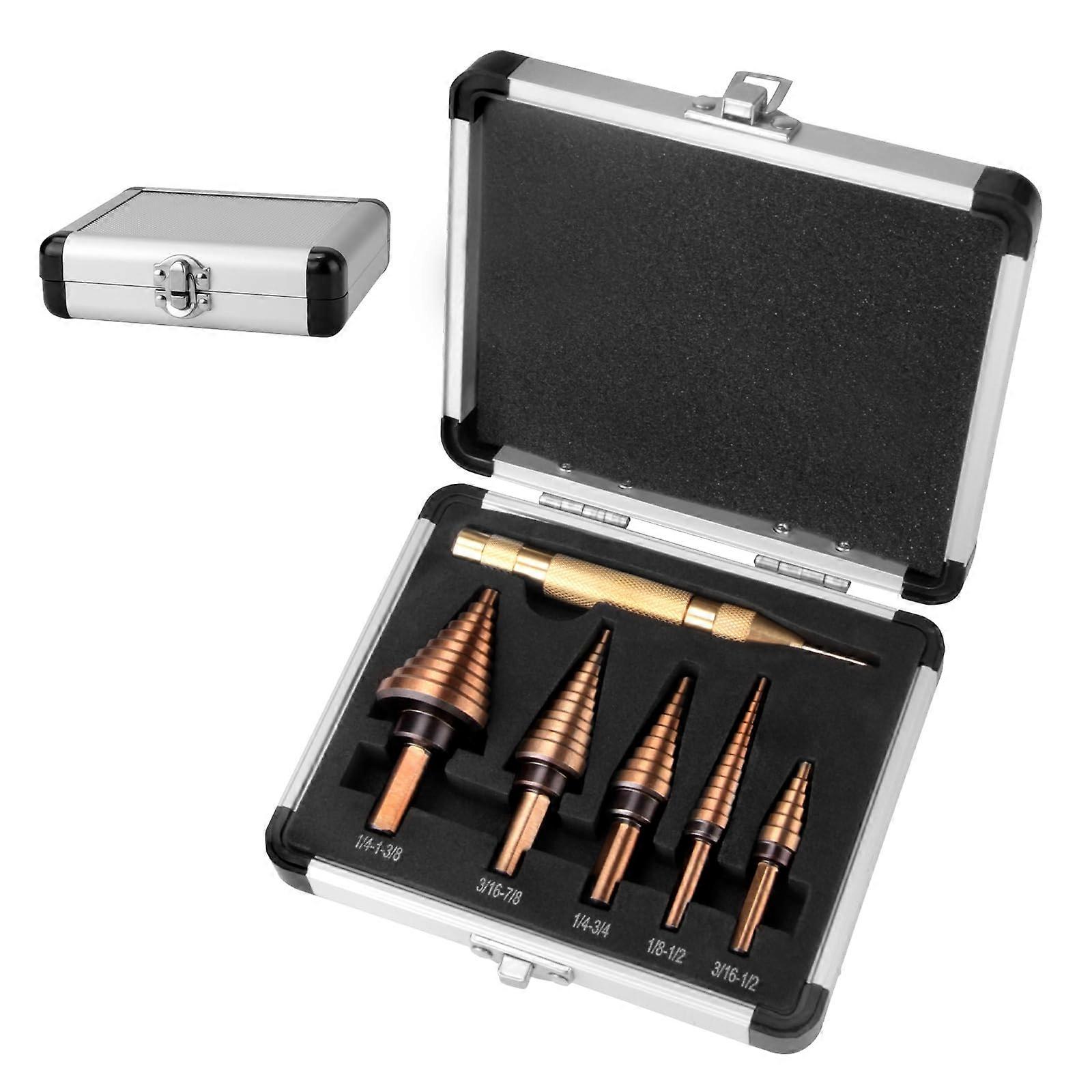 XDENDP Step Drill Bit, 5PCS Step Drill Bit for Metal, HSS Titanium High Speed Steel Step Bit