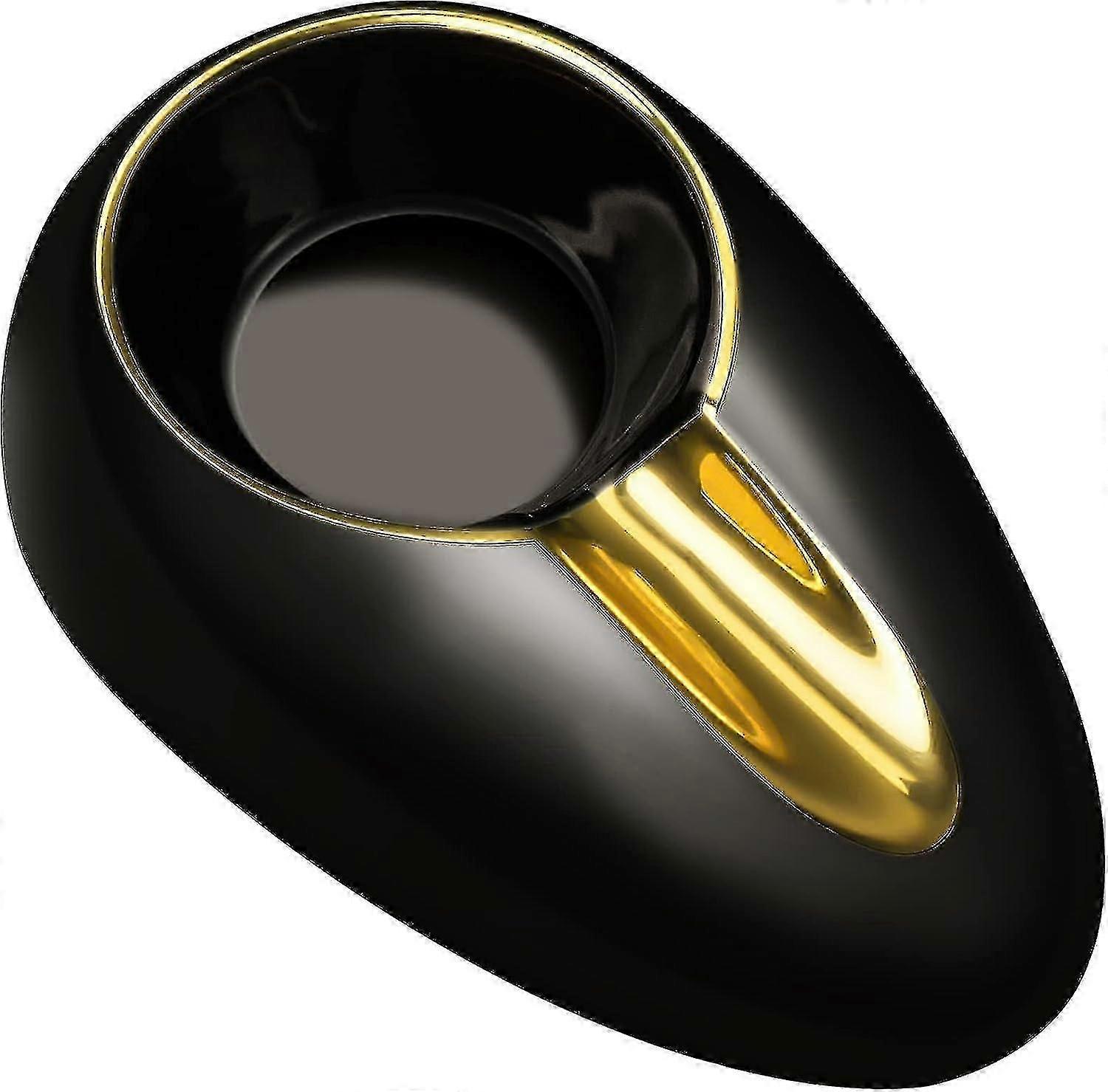 Handmade Ceramic Cigar Ashtray - Black With Golden Line, Premium Quality