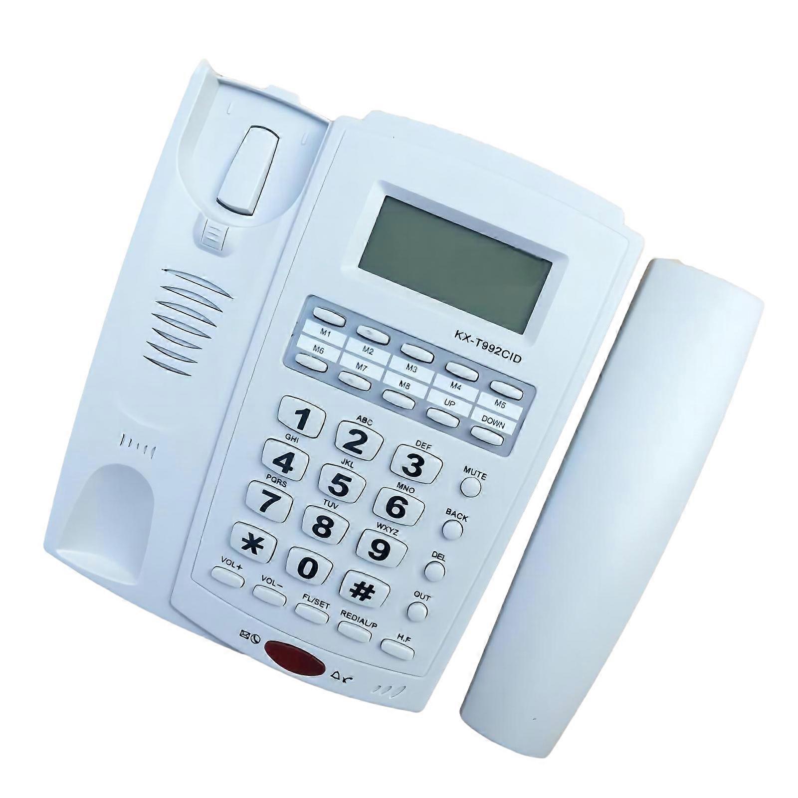 Simple Landline Phone Corded Telephone with Caller Display Big Button and Adjustable Backlit BatteryFree Telephones  White