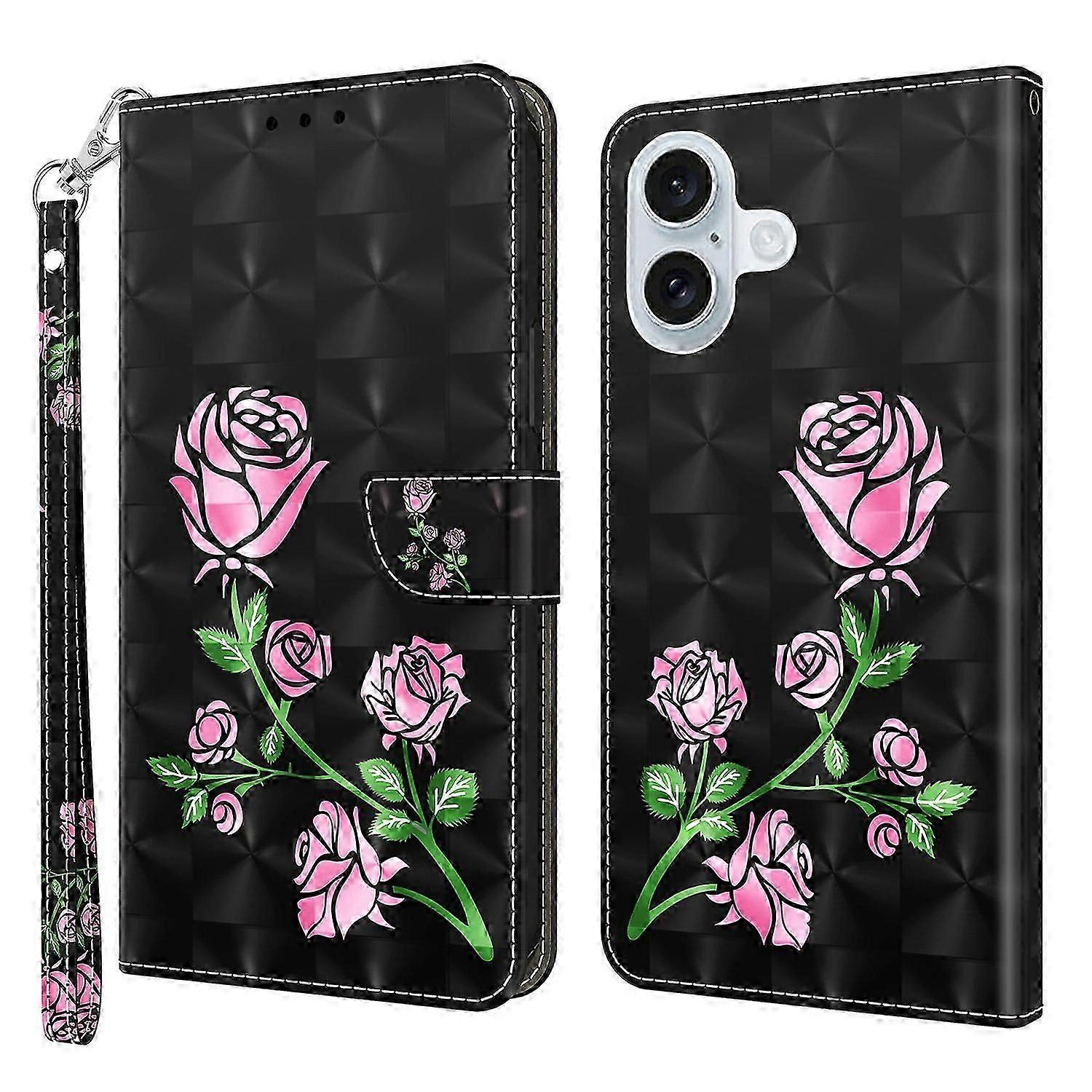 For Iphone 16 Plus Case Stand Pattern Printing Leather Phone Cover - Husky