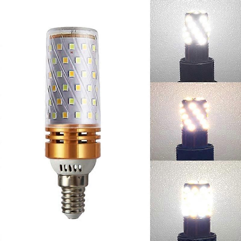 16W-E14 3 PCS No Flicker Corn Light Candle Bulb Screw Bulb, Light color: Three-color Light Engineering 16W-E14  Three-color Light Engineering