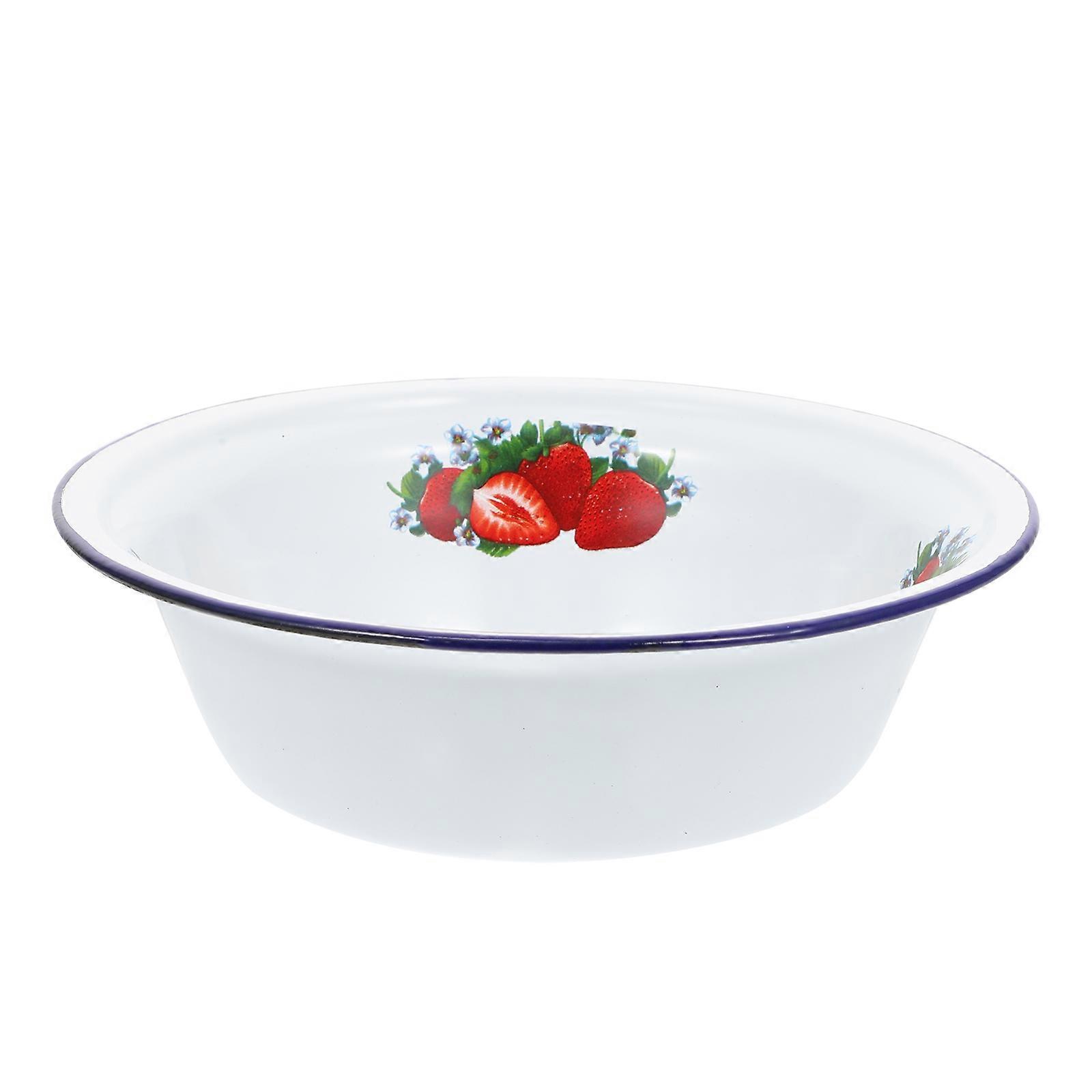 Retro Enamel Deep Bowl Vintage Soup Salad Dish for Noodles Pasta Rice Decorative Practical Kitchenware for Everyday Use