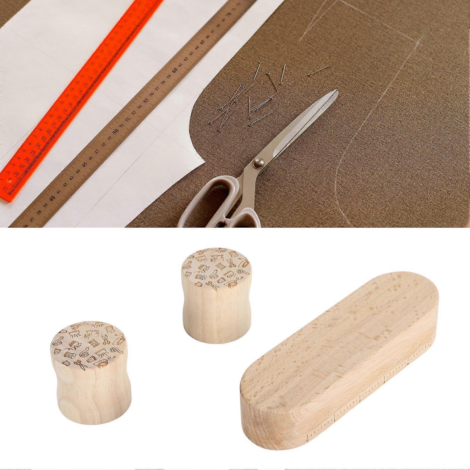 Quilters Clapper 17.8cm Wood Quilting Tailors Sewing Set Multifunction with 2Pcs Pattern Weights