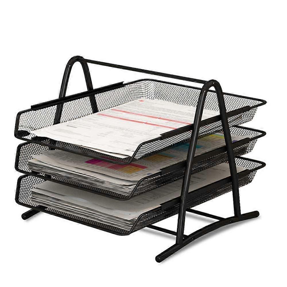 Letter Sorting Stand with Wire Mesh Trays, A4 Document Holder, and Office Storage Rack - 3 Pack Organizer Set