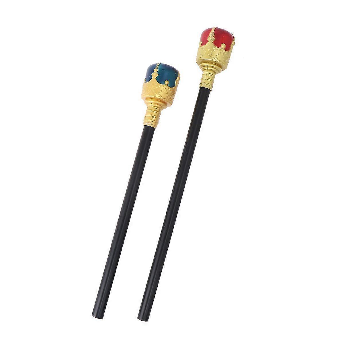2pcs Halloween Costume Ball Props King Scepter Wand Props for Party (Random Base Color)